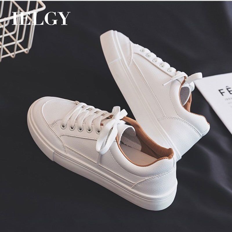 IELGY Giày thể thao màu trắng dễ thương phong cách Hàn Quốc