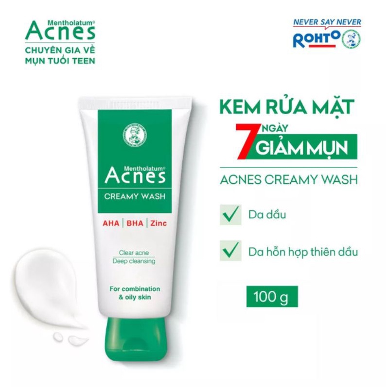 Kem rửa mặt ngăn ngừa mụn Acnes Creamy Wash 100g