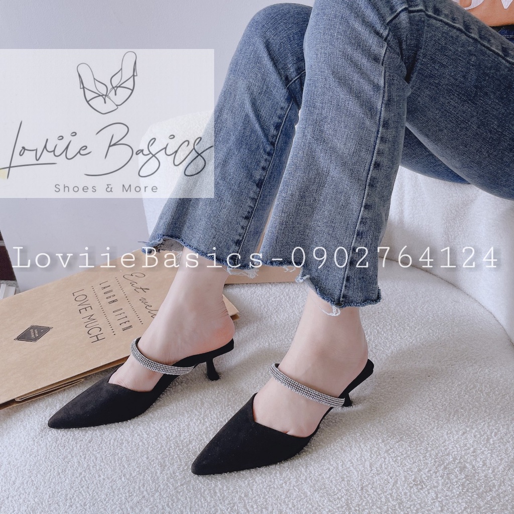DÉP THỜI TRANG LOVIIE BASICS - SỤC NỮ BÍT MŨI NHỌN NỮ TÍNH - DÉP CAO GÓT QUAI NGANG 5 PHÂN D220931