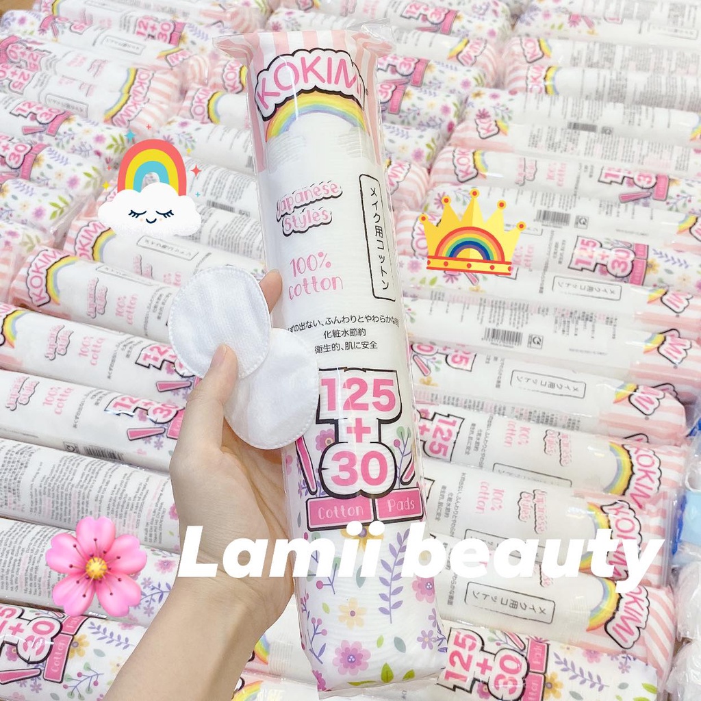 Bông tẩy trang KOKIMI bịch vuông 260 miếng& cây tròn 155 miếng - LAMII BEAUTY