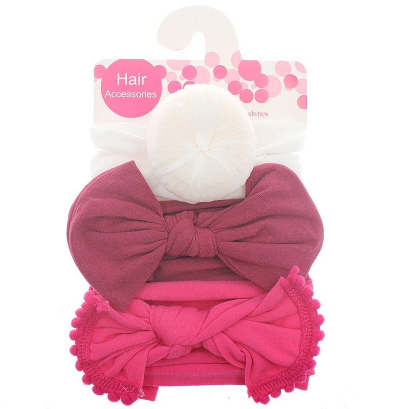 Set 3 Băng Đô Vải Mềm Co Giãn Cho Bé Gái