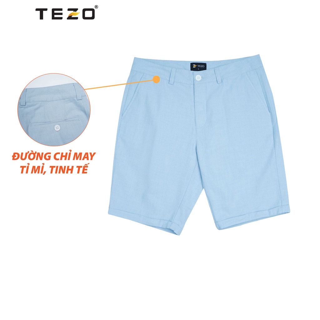 Quần short nam Tezo chất đũi dáng thể thao 2202QNDB01