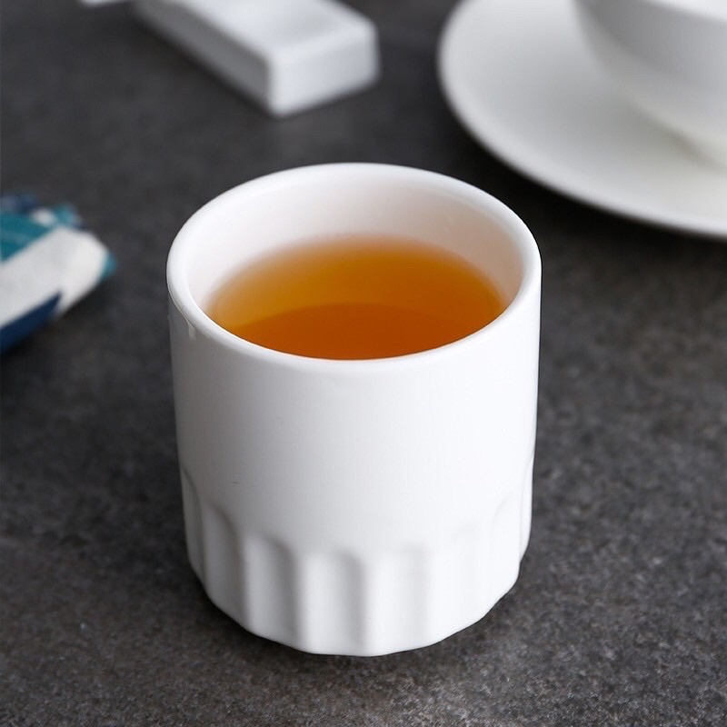 Ly trà sứ tráng men trắng 160ml