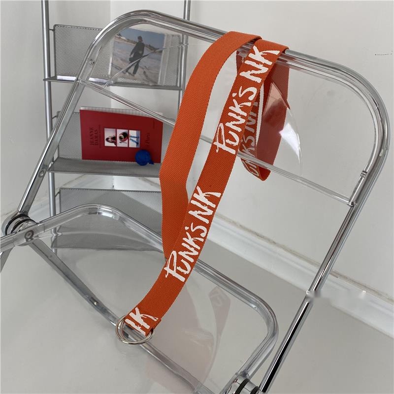 Thắt Lưng Vải Canvas Phối Hai Khóa Tròn In Chữ Graffiti Thời Trang Cá Tính