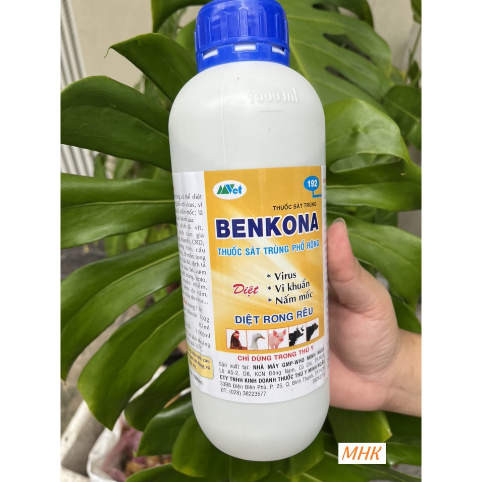 BENKONA sát khuẩn ,chuyên trị nấm mốc rêu hại trên giá thể , chậu , nền đất ! Chai to 1L !