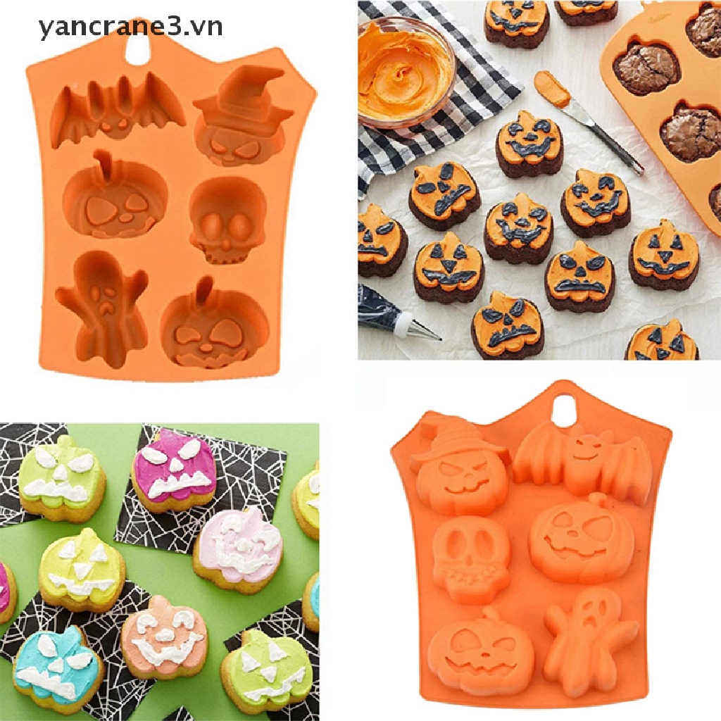 Khuôn Làm Bánh 6 Ngăn Hình Dơi Bí Ngô Halloween yancrane3.vn