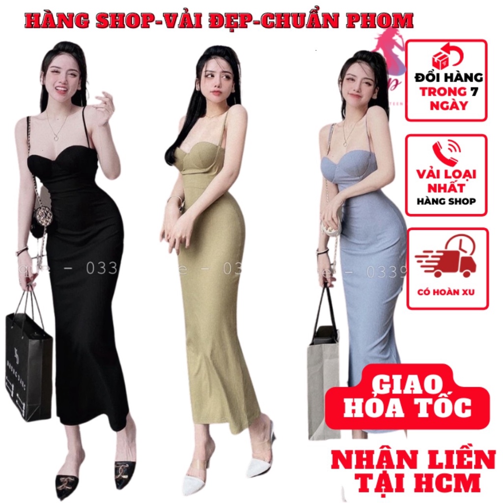 Váy body nữ 2 dây maxi, đầm cúp ngực không mút sang chảnh thích hợp đi chơi đi tiệc- VD190