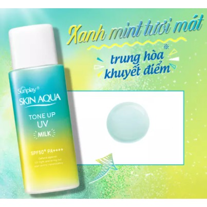 Sữa chống nắng hiệu chỉnh sắc da Sunplay Skin Aqua Tone Up UV Milk Mint Green 50g