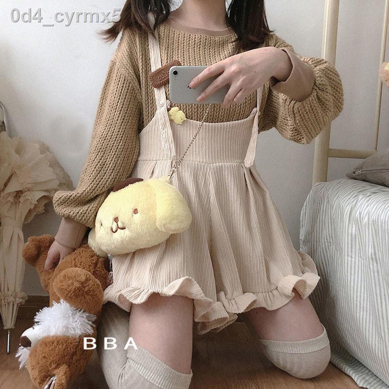 Mùa xuân năm 2021 Quần dài nữ yếm Lolita rộng rãi của Nhật Bản Dây treo bằng ren nấm