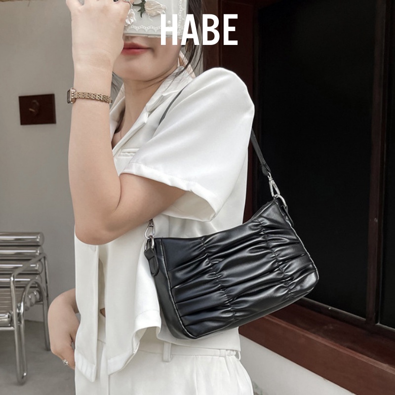 Túi kẹp nách hoạ tiết nhúm đám mây, túi đeo vai da mềm phong cách Hàn Quốc đơn giản cho nữ