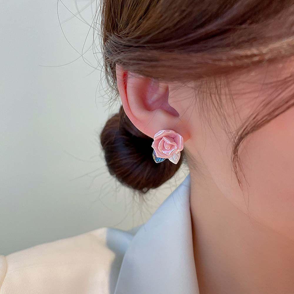 Khuyên Tai Hình Hoa Hồng Bằng Nhựa Resin Ngọt Ngào Cho Nữ