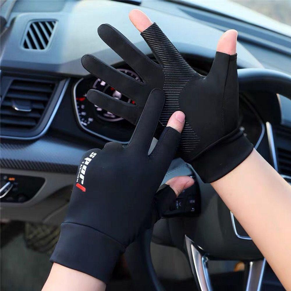 Găng Tay Mỏng Co Giãn Chống Nắng Chống Trượt Màu Sắc Trơn Dành Cho Nam
