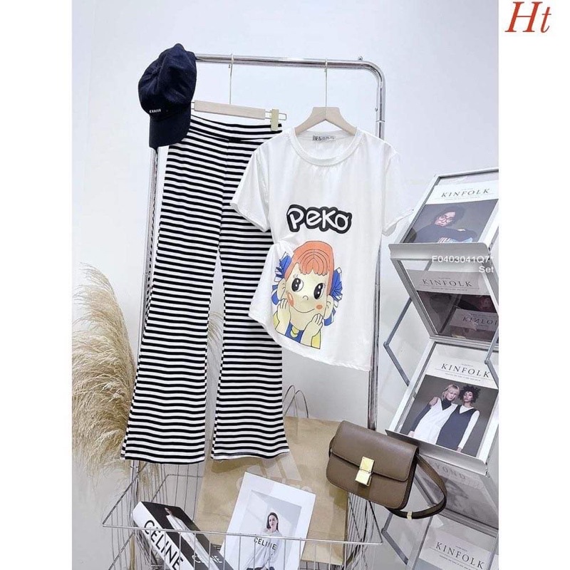 Sét áo cô gái PEKO+quần kẻ HT12