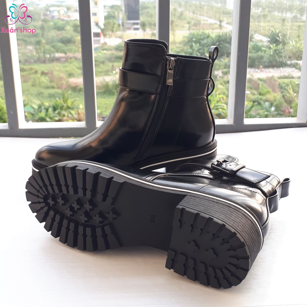 Boot Daphne da trơn bóng, đế cao 5cm (size 36-230)