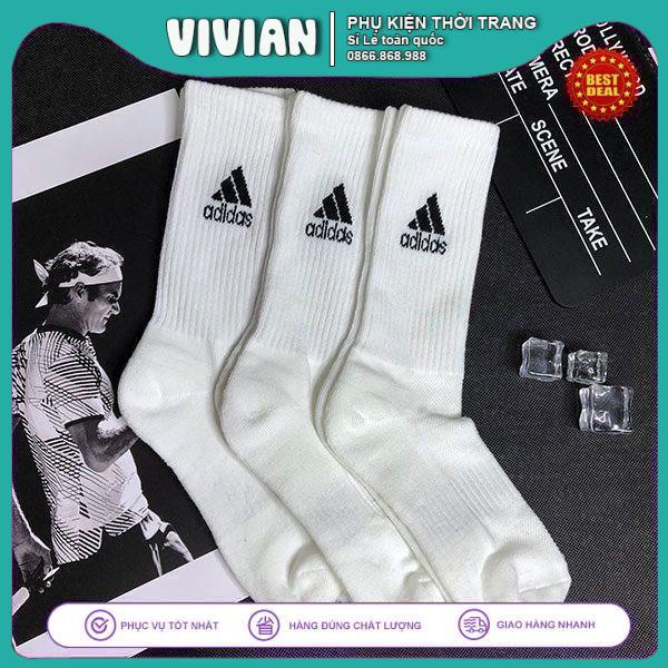 Tất ADIDAS cổ cao, Vớ Adidas cao cổ, GIA CÔNG XUẤT KHẨU, Cotton thấm hút mồ hôi, không gây kích ứng da, kháng khuẩn tốt