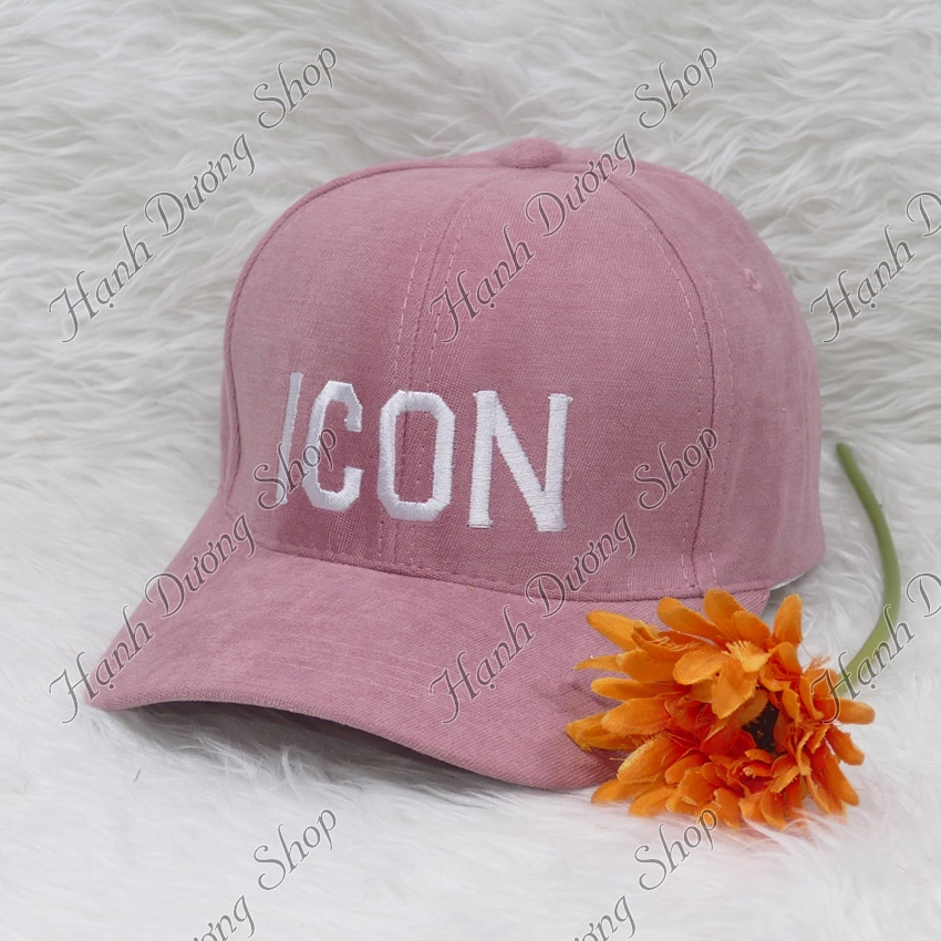 Mũ lưỡi trai nam nữ nón kết nhung thêu chữ ICON sớ nhuyễn phong cách thời trang phù hợp cả nam và nữ