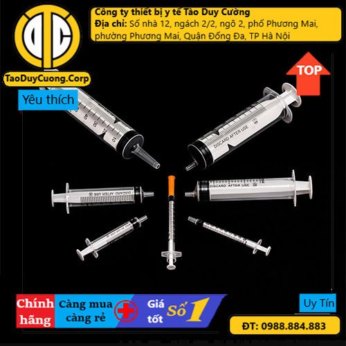 Bơm tiêm - Xilanh sử dụng một lần Vinahankook được khử trùng, chống gỉ 1ml, 3ml, 5ml, 10ml