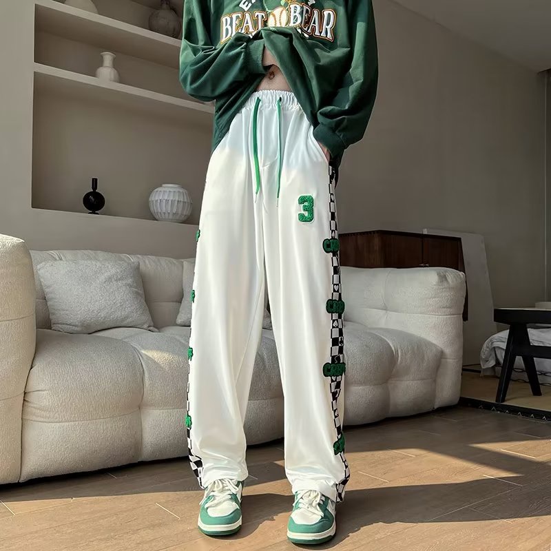 quần ống suông sọc thời trang quần thể thao nam dài unisex from rộng quần jogger bông phong cách Hàn Quốc quần jogger nam ống rộng