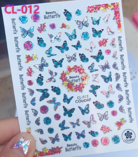 Sticker bướm siêu sáng dán móng tay nail