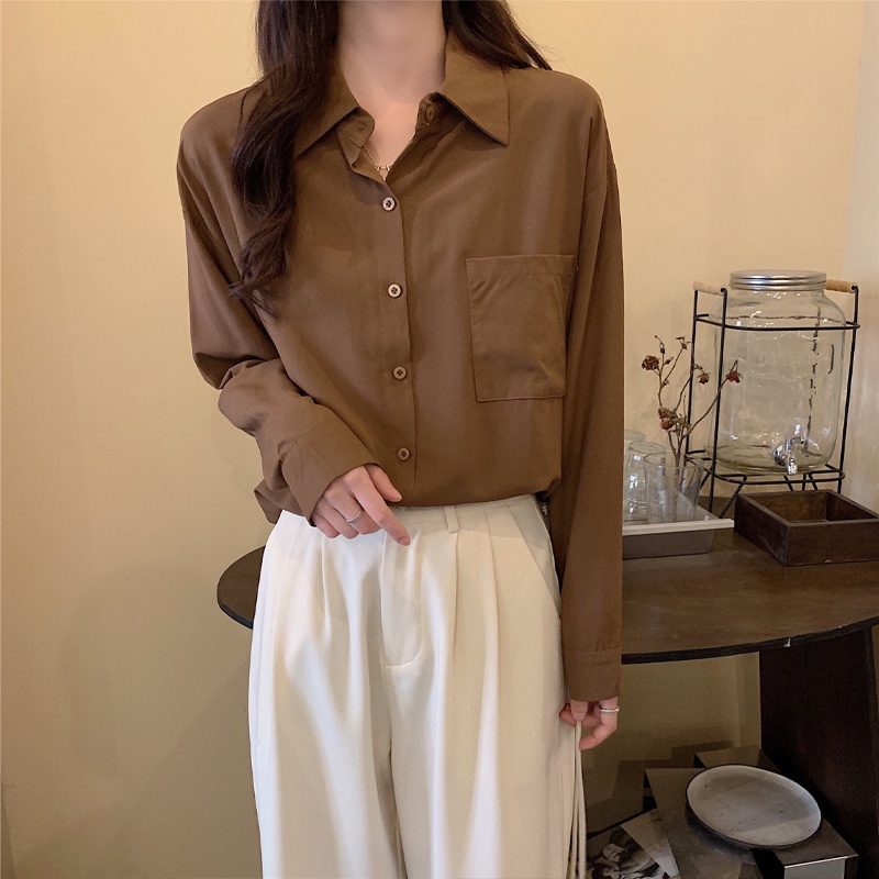 Áo sơ mi nữ form rộng tay dài kiểu công sở đẹp hàng Quảng Châu cao cấp ANDOSA SM10