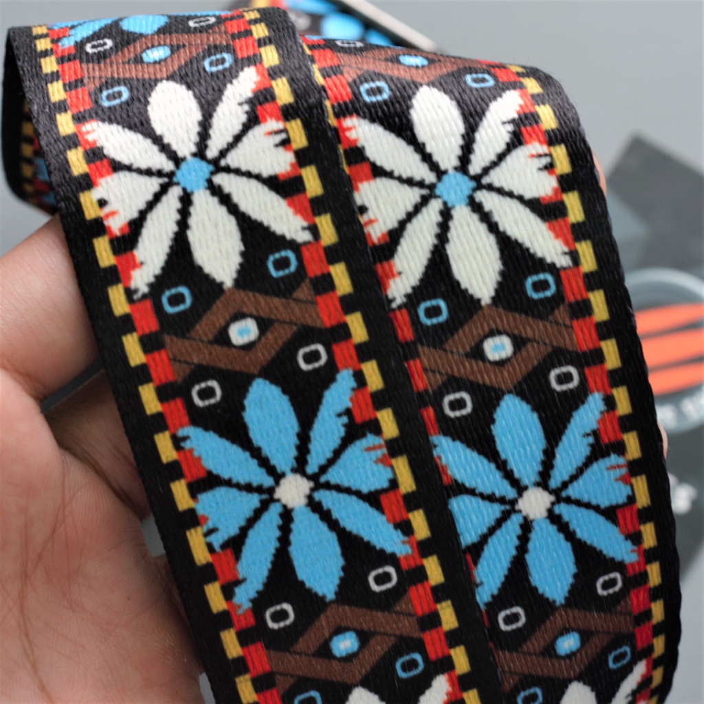 Dây đeo chéo Poly cho túi xách, máy ảnh thổ cẩm Hoa Lá 3