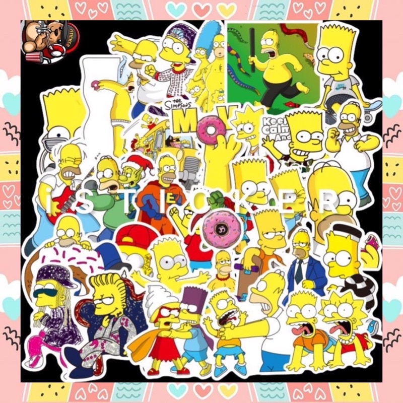 Sticker Simpson Family 02 dễ thương chống thấm nước dán mũ nón bảo hiểm, điện thoại, laptop