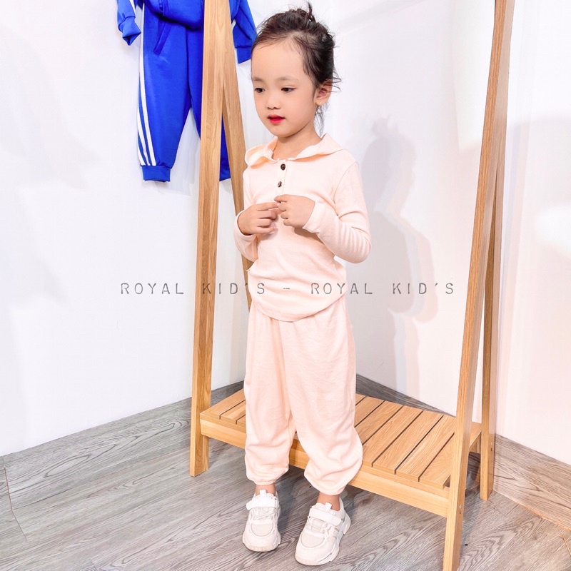 Đồ bộ bé gái thu đông chất bozip cotton xuất dư Royal Kids