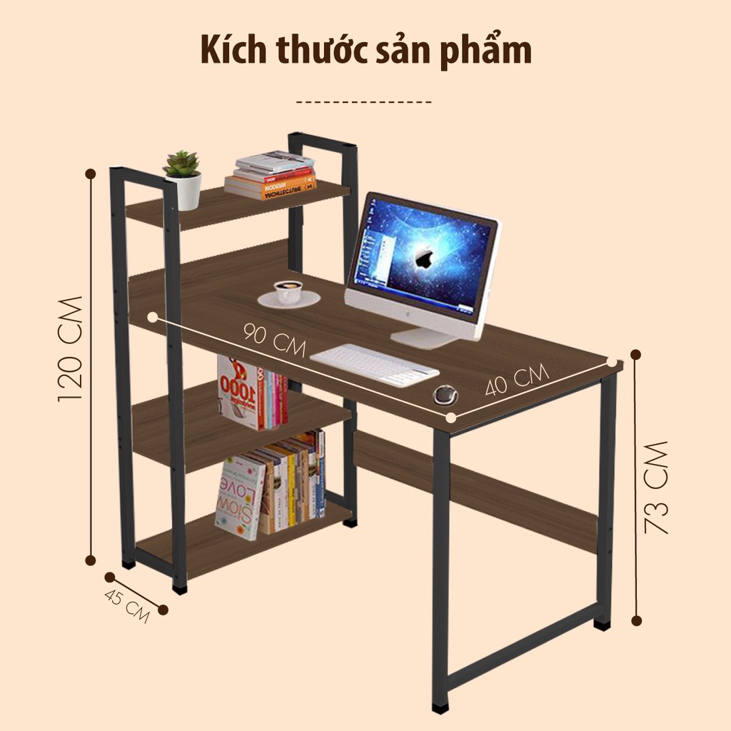 BG Bàn làm việc đa năng siêu tiện lợi Mẫu T9010 khung đen D90XR40XC120 cm