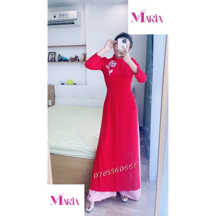 [XẢ TỒN] 𝙏𝙃ƯƠ𝙉𝙂 𝙃𝙄Ệ𝙐 ÁO DÀI 𝐓𝐑Ắ𝐍𝐆 LỤA MĨ họa tiết bông hồng kết hợp quần màu hồng nhẹ nhàng tinh tế