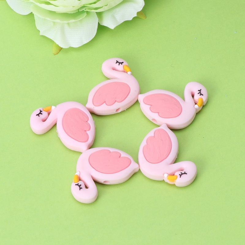 Đồ Chơi Gặm Nướu Hình Chim Hồng Hạc Bằng Silicone DIY Dành Cho Trẻ Em
