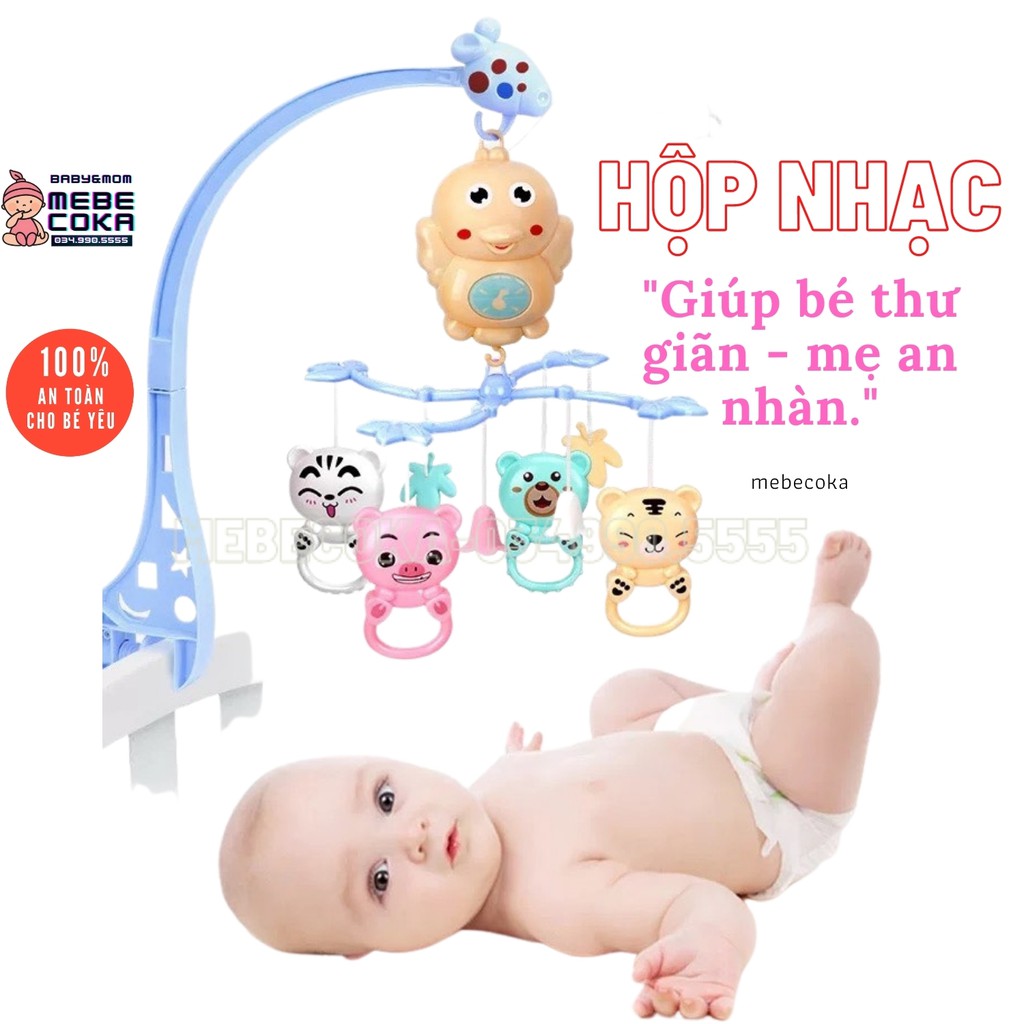 Hộp nhạc treo nôi, kích thích thính giác ,thị giác, Xoay 360 Độ giúp bé vui chơi thư giản ngủ ngon