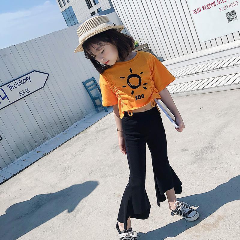 [Hàng Mới Về] Quần Dài Ống Loe Mỏng Dáng Rộng Xẻ Tà Thoải Mái Phong Cách Hàn Quốc Thời Trang Mùa Hè Cho Bé Gái