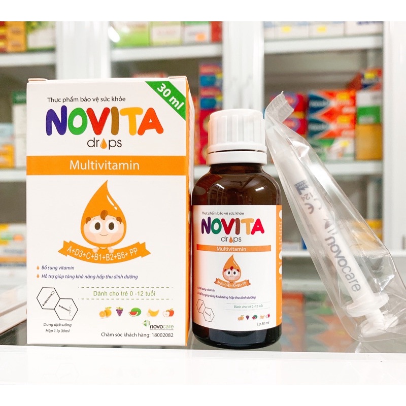 NOVITA bổ sung vitamin cần thiết, hỗ trợ tăng khả năng hấp thu dinh dưỡng (Lọ 30ml)