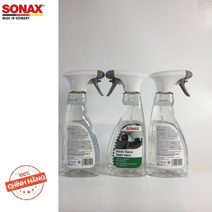 Dung dịch làm sạch nội thất xe Sonax Interior Cleaner 500ml 321200 làm sạch dễ dàng và toàn diện các vết bẩn cứng đầu.