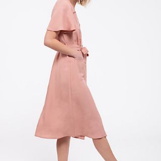 Váy Rayon Hồng Thắt Nơ Eo Xuất Xịn