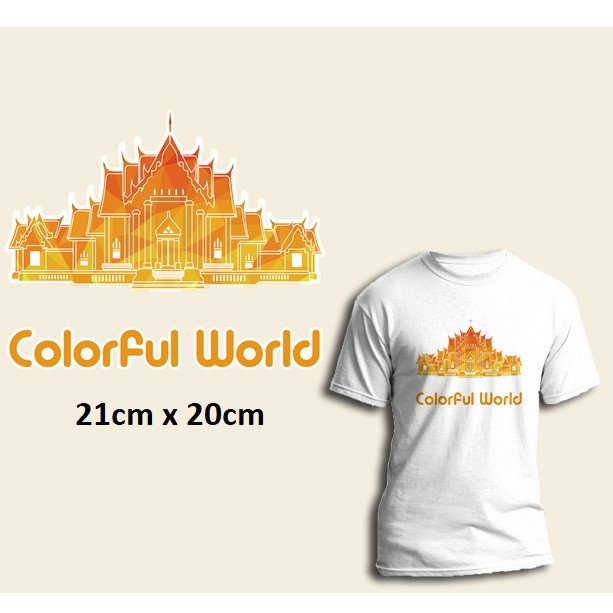 Pet ủi nhiệt offset dán trang trí quần áo hình COLORFUL WORLD 03