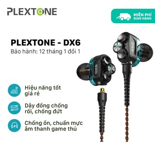 Tai nghe nhạc hay chơi game cao cấp Plextone DX6 âm thanh Hybrid 3 Driver Earphone Head hàng chính hãng, bh 12 tháng