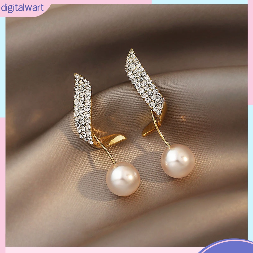 Đôi bông tai dáng rơi họa tiết hình học đính ngọc trai thời trang cho nữ