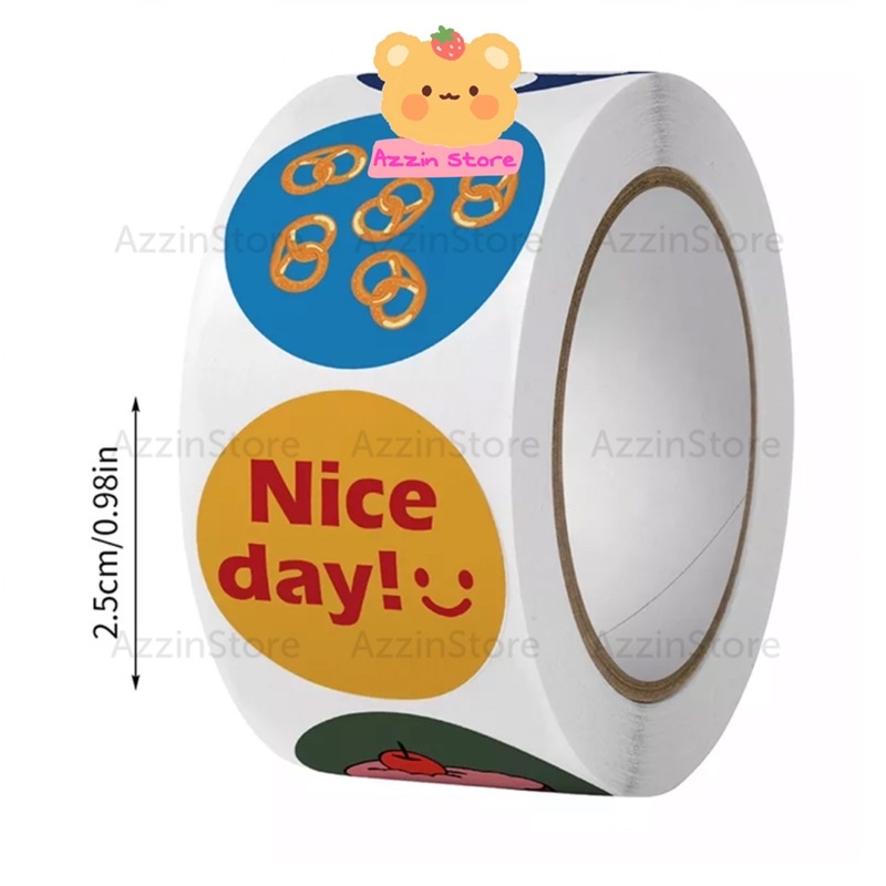 Cuộn 500 Tem Nhãn Dán Gấu Hoạt Hình Màu Pastel Sticker Cám Ơn Decal 2.5cm Thank You ND117 ND118 ND119 ND120 Azzin Store