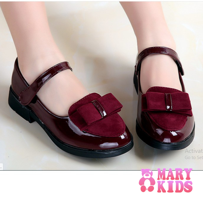 Giày Công Chúa Mary Jane Màu Đen Đính Nơ Xinh Xắn Thời Trang 2022 Cho Bé Gái