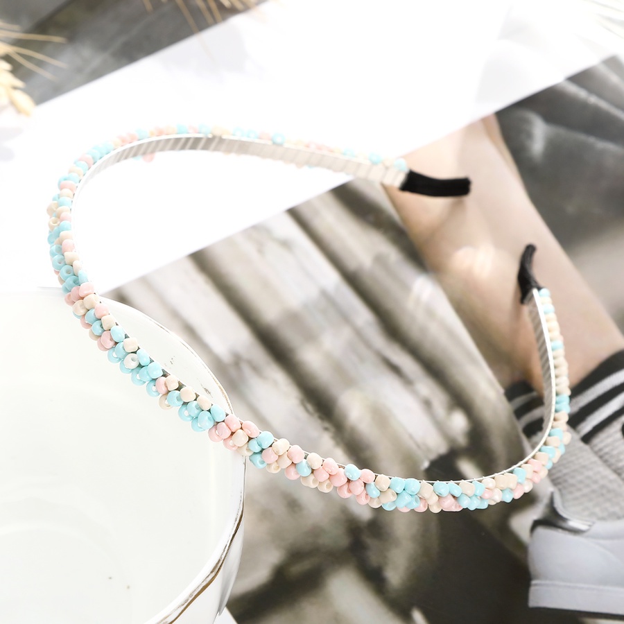 Băng đô cài tóc đính hạt đá nhiều màu phong cách Hàn Quốc cho nữ