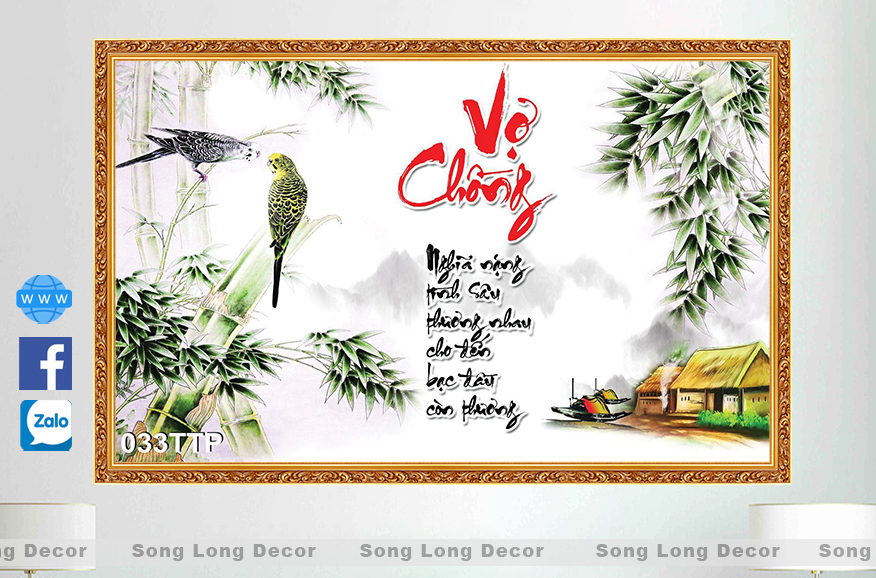 Tranh Dán Tường Chữ Vợ Chồng - SL33TP-Tranh 3d Thư Pháp - Song Long Decor