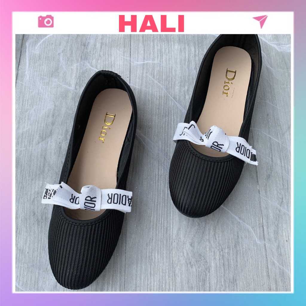 Giày bệt nữ sang chảnh nữ tính gắn nơ trắng chữ xinh | BigBuy360 - bigbuy360.vn