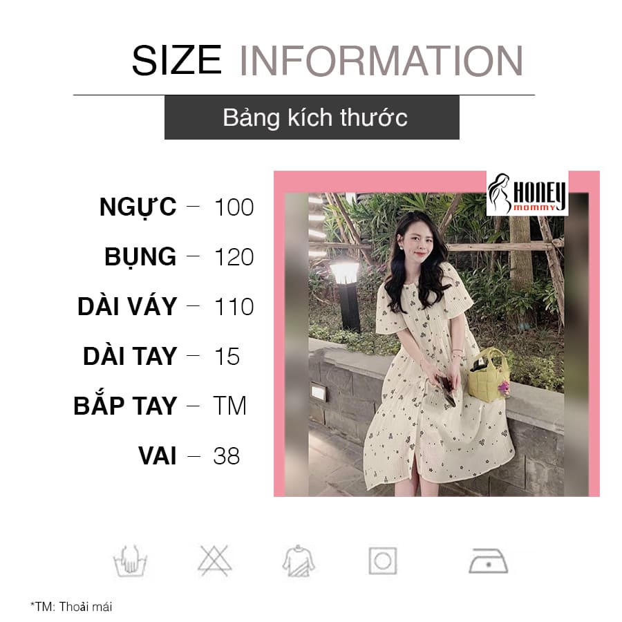 Đầm Bầu Váy Bầu Mùa Hè Hoa Nhí Thiết Kế Xinh Xắn Sang Chảnh 2 Lớp Cúc Mở HD2894 Honey Mommy