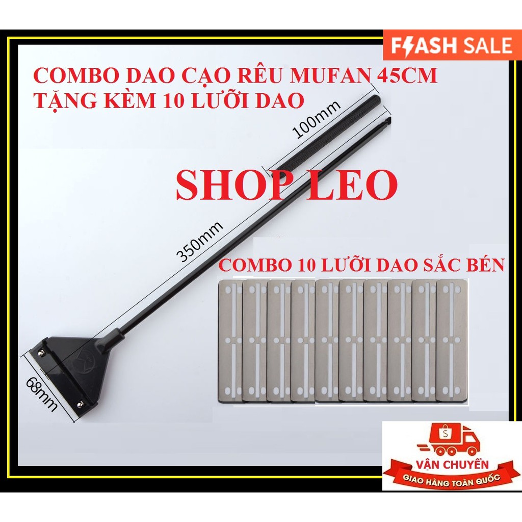 Cây cạo rêu MUFAN 45cm + 10 Lưỡi dao - cạo rêu bể cá cảnh- hồ thủy sinh - phụ kiện