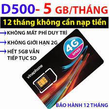 {KM SỐC} Sim 4G Vina D500 khuyến mãi 5,5GB/tháng liên tiếp trong 12 tháng