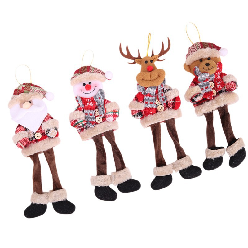 4pcs Christmas Hanging Decorations Adorable Doll Pendants Christmas Tree Ornaments Home Party Office Decorations