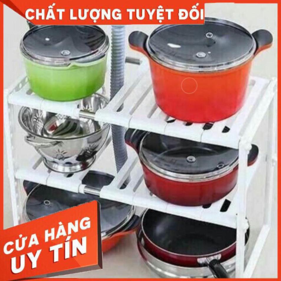 Kệ gầm bếp để xoong nồi 2 tầng đa năng gọn gàng, ngăn nắp khung inox chịu lực