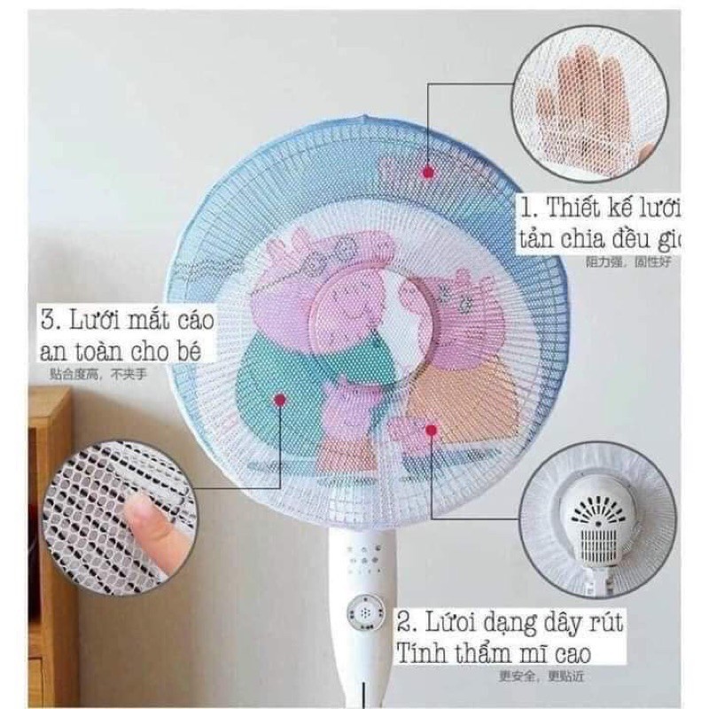Lưới vải bọc Quạt giữ an toàn cho Bé nhiều hình Ngộ Nghĩnh .ĐT.Lv!