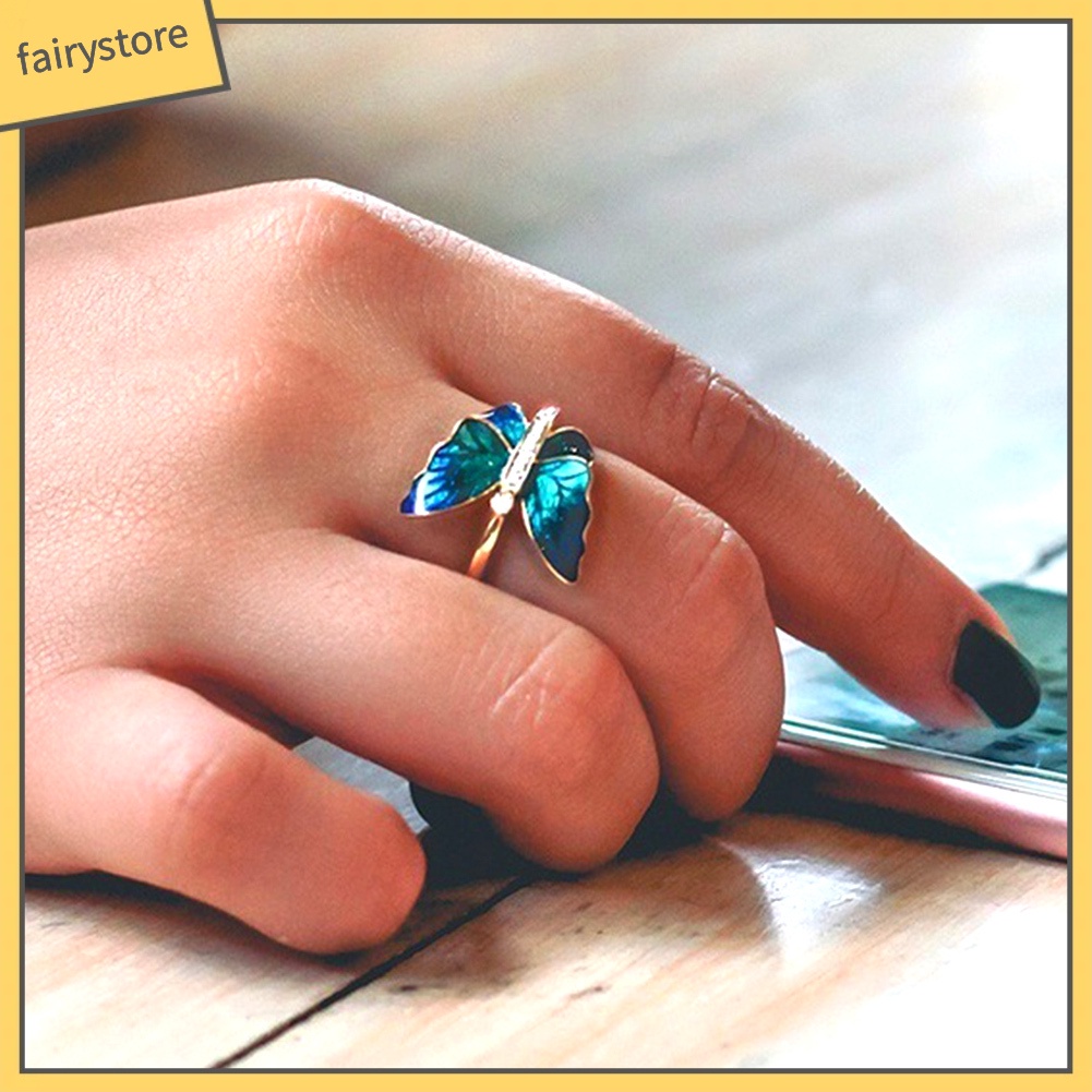 Nhẫn Hợp Kim Đính Đá Hình Bướm Xinh Xắn